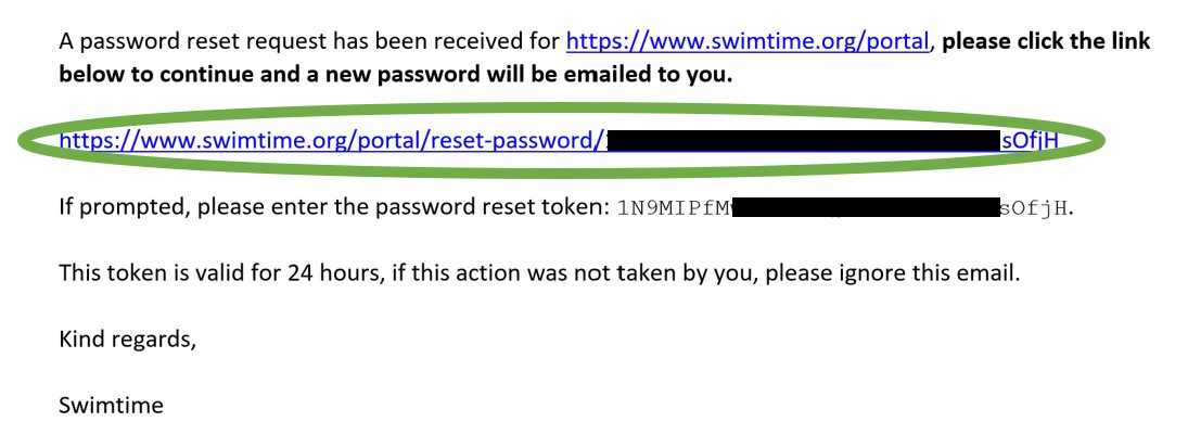 Password Reset email